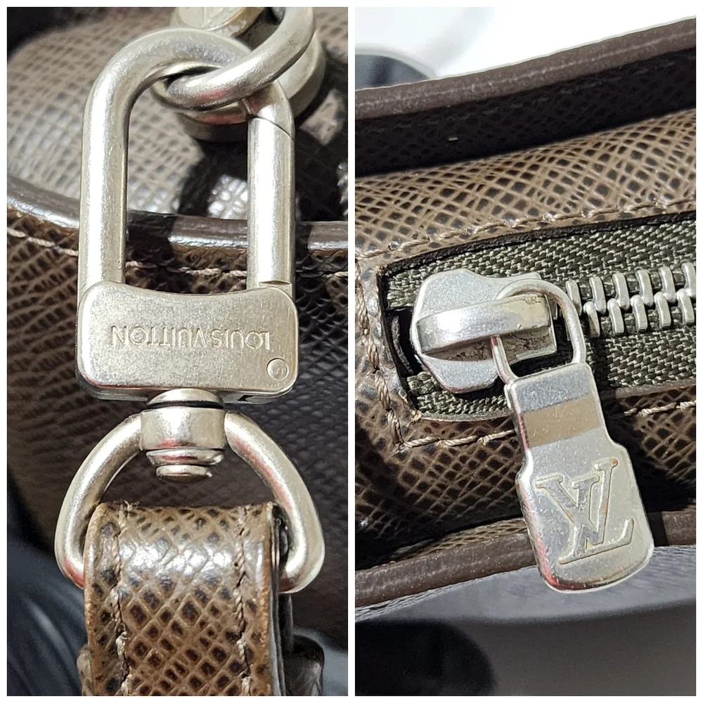 Louis Vuitton Moca Taiga Leather Baikal Men Wristlet Brown